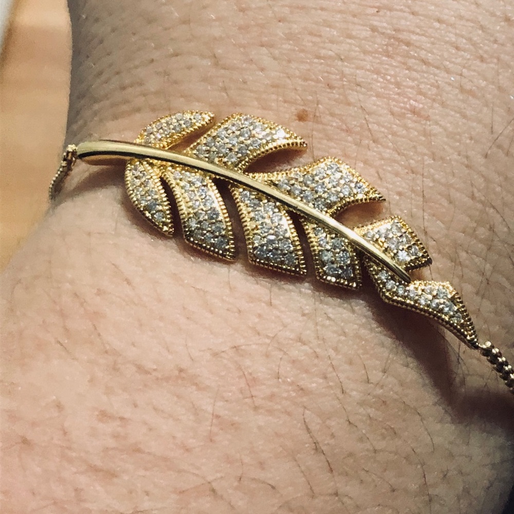 Gold plated feather bracelet